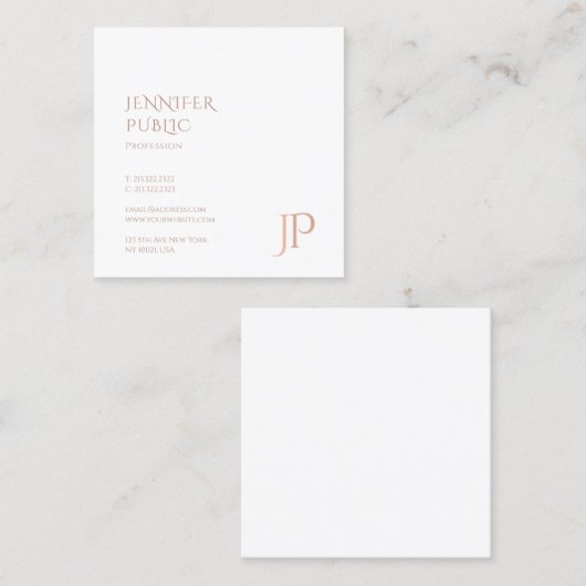 モノグラエレガントムモダンプロフェッショナルテンプレート スクエア名刺 (正面/裏面)