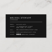 モノグラエレガントムモダンホワイトブラックプロフェッショナル 名刺 (裏面)