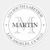 モノグラエレガントムモダンホワイトブラック&グレー ラウンドシール (正面)