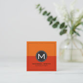 モノグラエレガントムモダンレッドとオレンジ スクエア名刺 (スタンド正面)