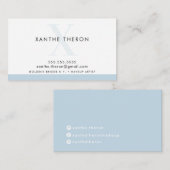 モノグラエレガントムモダン淡い色のブルー 名刺 (正面/裏面)