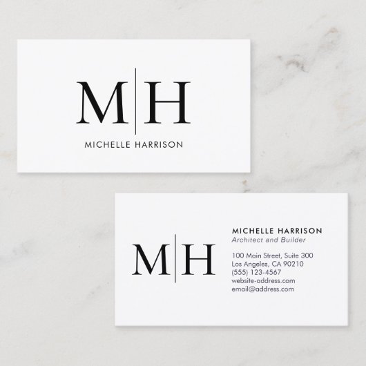 モノグラエレガントムモダン白黒プロフェッショナル 名刺 (正面/裏面)