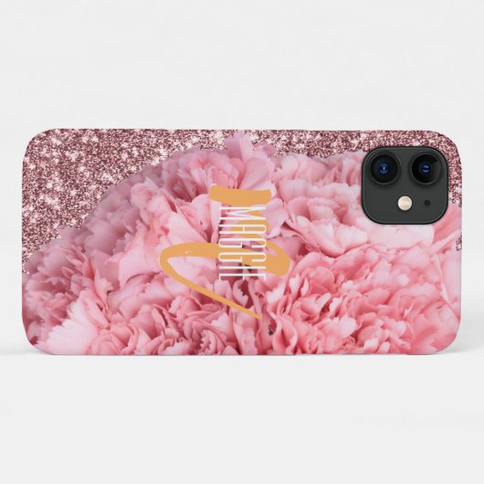 モノグラエレガントムモダン赤面ピンクグリッターガーリー Case-Mate iPhoneケース (裏面(横))