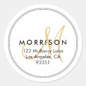 モノグラエレガントムモダン金ゴールド差出人住所 ラウンドシール (正面)