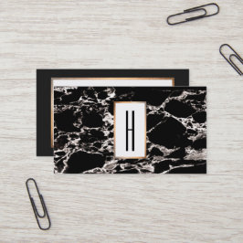 モノグラエレガントムモダン、黒大理石、石 名刺