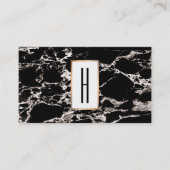 モノグラエレガントムモダン、黒大理石、石 名刺 (正面)