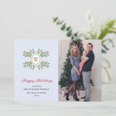 モノグラエレガントムリースとシトラスブルーホリデー シーズンカード (スタンド正面)