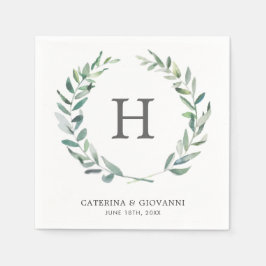 モノグラエレガントムリースグ素朴リー結婚ズ スタンダードカクテルナプキン