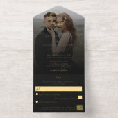 モノグラエレガントムリース結婚の写真実在ホイル オールインワン招待状 (内側)