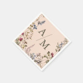 モノグラエレガントムヴィンテージ結婚フローラ スタンダードカクテルナプキン (角)