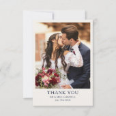 モノグラエレガントム写真ネイビーブルー結婚ズ サンキューカード (正面)