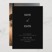 モノグラエレガントム写真ミニマルな日付を保存 招待状 (正面/裏面)