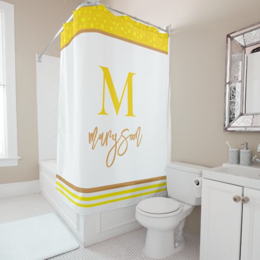 モノグラエレガントム名スクリプトフェミニン、白金ゴールド シャワーカーテン (インサイチュ)