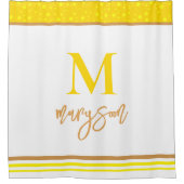 モノグラエレガントム名スクリプトフェミニン、白金ゴールド シャワーカーテン (正面)