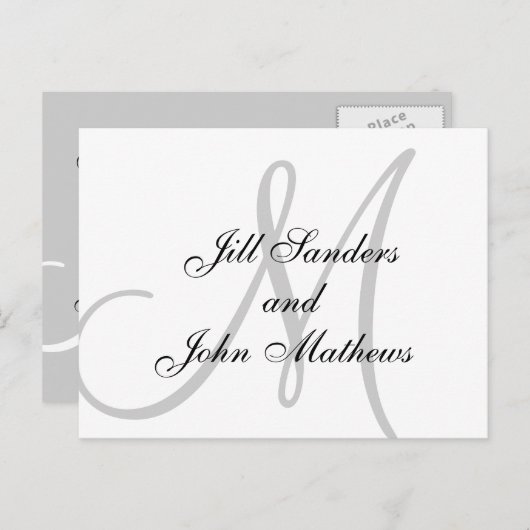 モノグラエレガントム名セーブ・ザ・デート案内 案内ポストカード (正面/裏面)