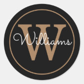 モノグラエレガントム名ブラックと金ゴールド ラウンドシール (正面)