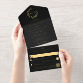 モノグラエレガントム実在リース結婚のホイルプレス オールインワン招待状 (切り取り部)