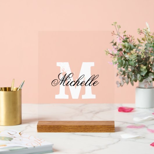 モノグラエレガントム文字付アクリカスタムル標識 アクリルサイン (ウェディング)