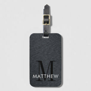 モノグラエレガントム文字（黒ブラシ仕上げメタル）  ラゲッジタグ