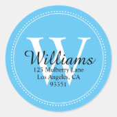 モノグラエレガントム無地のブルー差出人住所 ラウンドシール (正面)