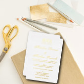 モノグラエレガントム白と金ゴールド結婚ズ 箔招待状