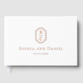 モノグラエレガントム白結婚色名の日付箔 ゲストブック (正面)