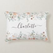 モノグラエレガントム素朴バラフローラ緑 アクセントクッション (正面)