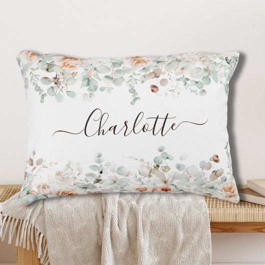 モノグラエレガントム素朴バラフローラ緑 アクセントクッション