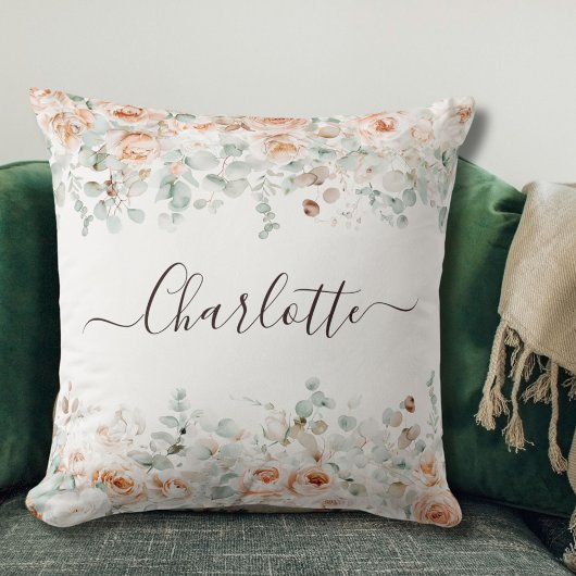 モノグラエレガントム素朴バラフローラ緑 クッション