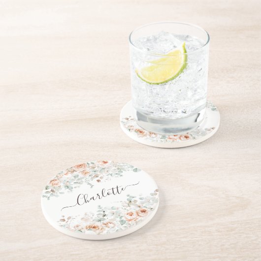 モノグラエレガントム素朴バラフローラ緑 コースター (側面)