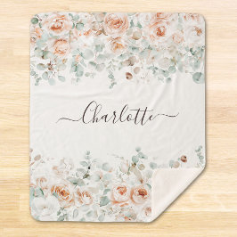 モノグラエレガントム素朴バラフローラ緑 シェルパブランケット