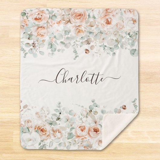 モノグラエレガントム素朴バラフローラ緑 シェルパブランケット