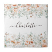 モノグラエレガントム素朴バラフローラ緑 タイル (正面)