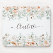 モノグラエレガントム素朴バラフローラ緑 マウスパッド (正面)