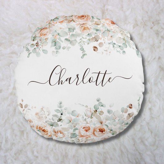 モノグラエレガントム素朴バラフローラ緑 ラウンドクッション