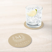 モノグラエレガントム結婚のラウンド紙コースター ラウンドペーパーコースター (インサイチュ)