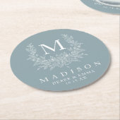 モノグラエレガントム結婚のラウンド紙コースター ラウンドペーパーコースター (アングル)