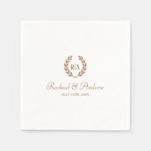 モノグラエレガントム結婚の燃えたオレンジ スタンダードカクテルナプキン (正面)