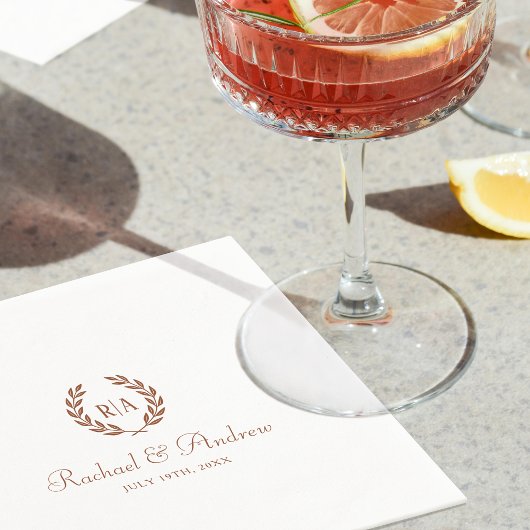 モノグラエレガントム結婚の燃えたオレンジ スタンダードカクテルナプキン