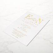 モノグラエレガントム結婚の白金ゴールド 箔招待状 (回転した状態)