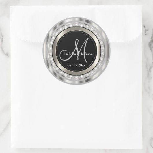モノグラエレガントム結婚または記念日デザイン ラウンドシール (バッグ)