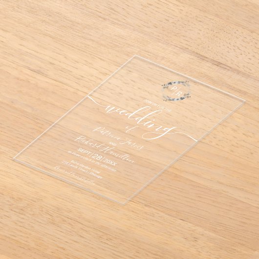 モノグラエレガントム結婚ス アクリル招待状 (レイダウン)
