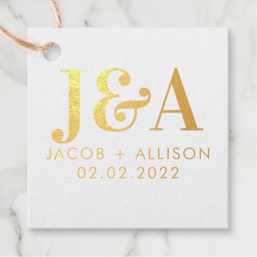 モノグラエレガントム結婚式の引き出物ブライダルパーティ フェイバータグ (正面)