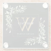 モノグラエレガントム緑モダン系黒金ゴールド ガラスコースター (裏面)