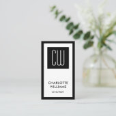 モノグラエレガントム縦型平白黒 名刺 (スタンド正面)