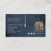 モノグラエレガントム芸術的ネイビーブルー金ゴールド 名刺 (裏面)