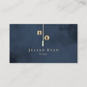 モノグラエレガントム芸術的ネイビーブルー金ゴールド 名刺 (正面)