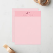 モノグラエレガントム赤面ピンクモダンシンプルテンプレート ノートカード (正面/裏面インサイチュ)