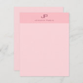 モノグラエレガントム赤面ピンクモダンシンプルテンプレート ノートカード (正面/裏面)