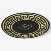 モノグラエレガントム金ゴールドグリッターギリシャ鍵ブラック ペーパープレート (アングル)